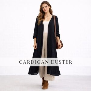 Dolma Duster Lagenlook 100% Linen Cardigan Long line Layering SZ L art to wear